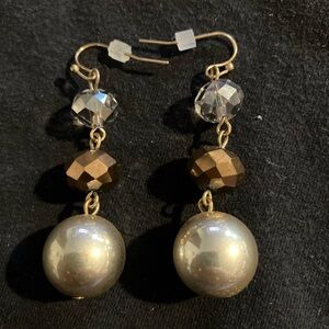 Elegant Gold and Brown Dangle Earrings